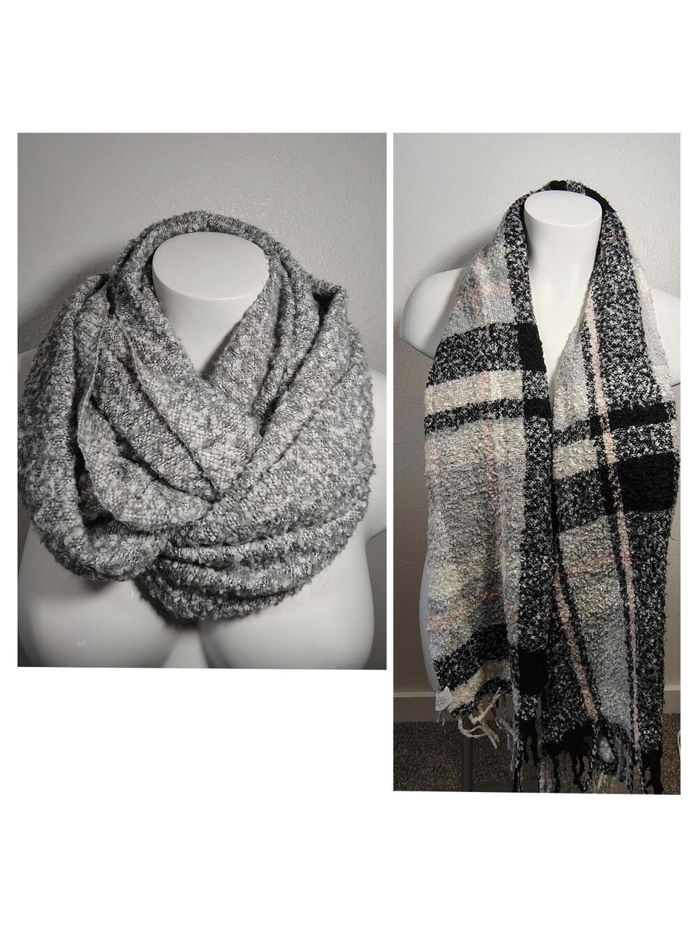 Womens Scarf Scarves Wrap Around 2 Piece Plaid Winter Warm Fringed Colorful Soft